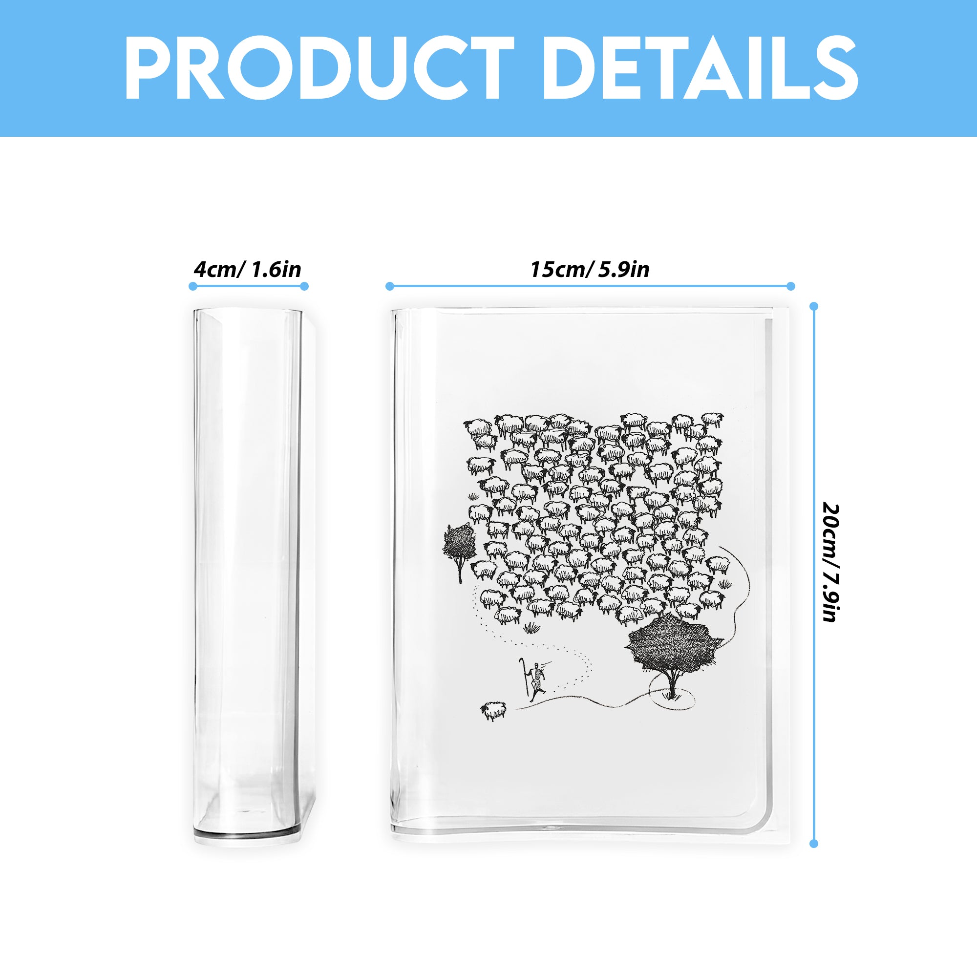 Jesus Leaves the 99 Book Vase, Christian Book Vase, Jesus, Good Shepherd Book Vase, Rejoices over One Lost Sheep, Faith Book Vase, Bible Verse Book Shaped Flower Vase